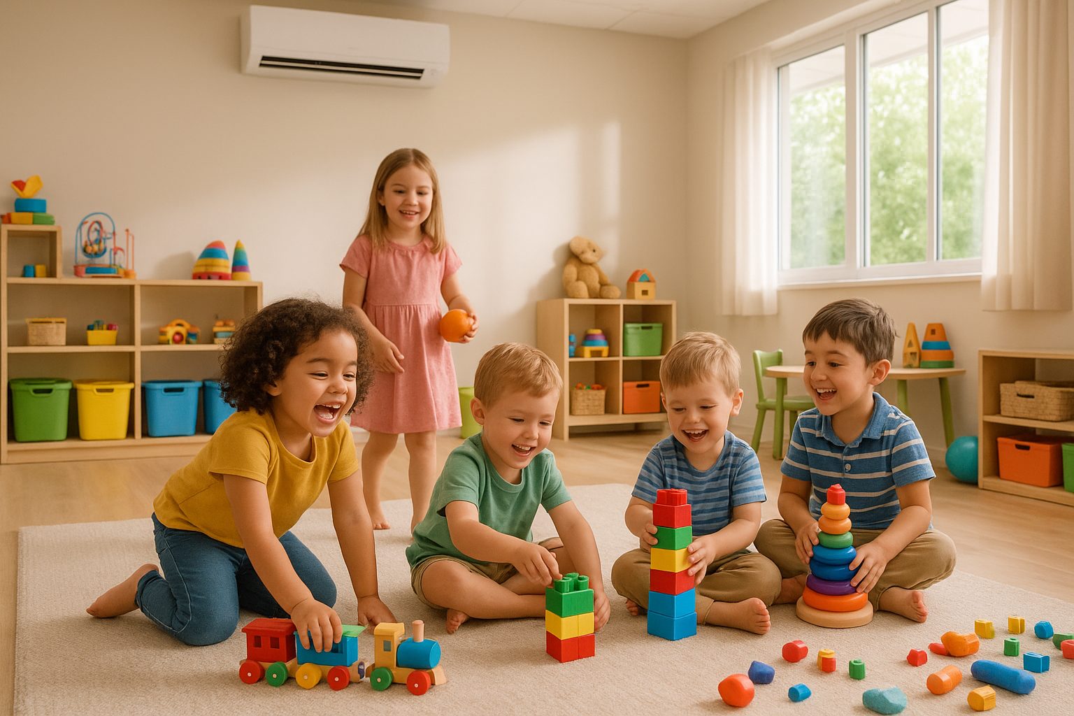 Children playing in comfortable home