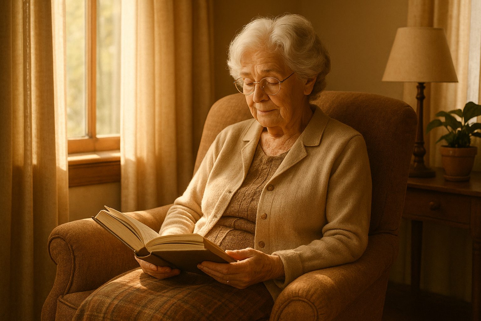 Peaceful reading in sunlit room