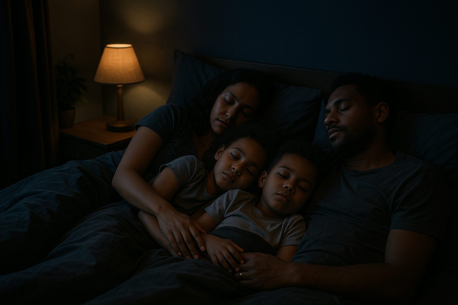 Family sleeping peacefully